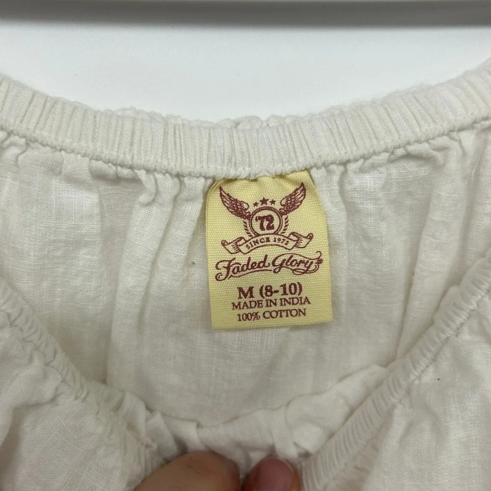 Prairie Off Shoulder Peasant‎ Top Girls M Cottagecore White Cotton Gauze Fairy